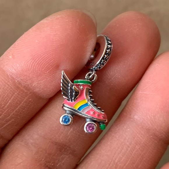 NWOT Colorful Roller Skate Wings Dangle Charm Pendant Sterling Silver 925 - Picture 7 of 16